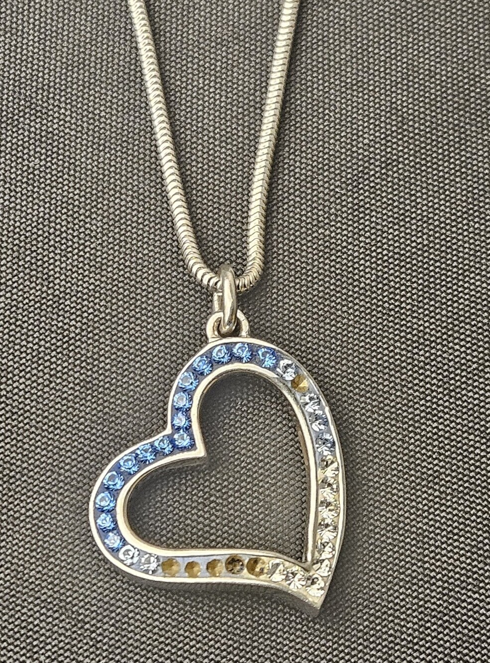 925 Sterling Silver s.Oliver CZ Cubic Zirconia Open Heart Pendant Necklace